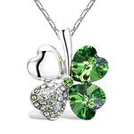 Mall of Style Four Leaf Clover Necklace - Green St.Patrick's Day Earrings for Women - Shamrock Earrings - Irish Jewelry - Shamrock Pin Brooch - Green Clover Necklace, Earrings, Bracelet, Brooch, Zinc,