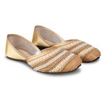 JM LOOKS Stylish Embroidered Jutti for Women/Girls | Embellished Stone Work Jutti | Wedding Bellies | Women Ethnic Shoe Traditional Mojari | Kolhapuri/Jaipuri/Punjabi Jutties | (Gold, 36)