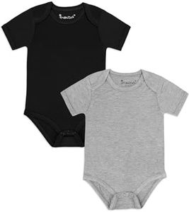 Jimonda Baby Bodysuits Rayon from Bamboo Short Sleeve Baby Boys Girls Rompers Soft Outfits Newborn Clothes (Black&Gray,12-18 Months)