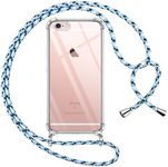 Pnakqil Mobile Phone Chain for iPhone 6/iPhone 6s Case with Strap, Transparent Soft Silicone with Cord, Necklace Cord, Anti-Fall Bumper Protective Case, Compatible with iPhone 6S 4.7 Inches, Blue