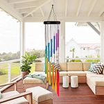 Amasava Wind Chimes for Outside 28.3" Metal Outdoor with 14 Colorful Aluminum Alloy Tubes Deep Tone Soothing Sound Patio Porch Backyard Decoration/Meditation/Yoga