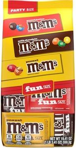 M&M'S Peanut, M&M'S Peanut Butter, and M&M'S Milk Chocolate Fun Size Individually Wrapped Halloween Chocolate Candy Trick or Treat Variety Pack, Party Size, 19.41 Oz Bulk Bag