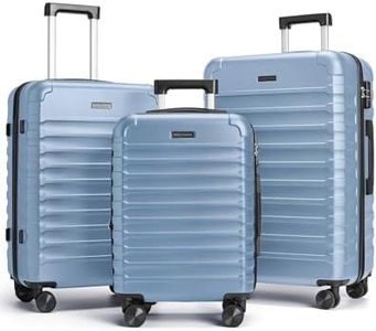 LIGHT FLIGHT Luggage Sets, 3 Piece Durable Suitcase Set with Spinner Wheels, 3 Pcs Hard Shell Lightweight Luggage with TSA Lock, Large Checked Travel Suitcases, 20/24/28 Inch,Light Blue