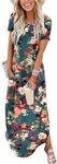 ANRABESS Women's Summer Casual Loose Short Sleeve Long T Shirt Dress Split Maxi Beach Sundress Travel Vacation Outfits Floral Print XX-Large