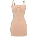 Joyshaper Women's Shaping Full Slips Control Slip For Under Dress Shapewear for Women Tummy Control Body Shaper Dress Under Skirts Slip Dresses Underskirt Strapless Shapewear Dress Underdress Beige L