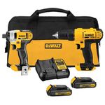 DEWALT 20V MAX Cordless Drill and Impact Driver, Power Tool Combo Kit with 2 Batteries and Charger (DCK240C2)