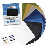 HTVRONT Iron on Patches for Clothing Repair, Fabric Patches Iron on for Denim Jean Repair Decorating Kit 20 Pieces Iron on Patch Size 3.7" by 4.9" (Classic Colors)