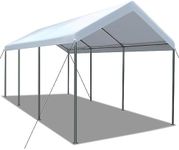 IDEALHOUSE 10x20ft Carport Heavy Duty Metal Car Port Car shelter Car Tent Outdoor Car Canopy Car AwningGarage Boat Shelter Party Tent, White