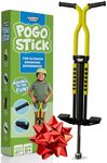 BUBBLE JUMP Pogo Stick for Kids Age 10 & up Yellow - for Boys, Girls, Teens & Adults 80 to 160 Lbs - Easy Grip Rubber Handle Master Jumper Pogo Sticks - High Jumping Kids Pogo Stick