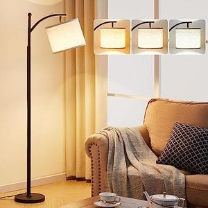 Anyuainiya Floor Lamp for Living Room with 3 Color Temperatures, Standing Lamp Tall with Adjustable Linen Shade, Modern Floor Lamp for Living Room Bedroom Office