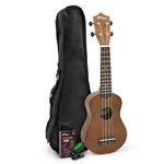 TIGER UKE12-TN Beginner Soprano Ukulele with Chromatic Tuner and Bag - Natural