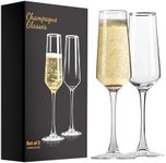 PARACITY Champagne Flutes, Champagne Glasses Set of 2, Elegant 8.5oz Glass Champagne Flutes, Gift for Birthday, Wedding, Christmas, Clear Sparkling Champagne Glasses for Women, Men