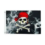 In the Breeze Smokin' Pirate Printed 12"x18" Double Sided Grommet Flag, Outdoor Pirate Boat Flag, 3714