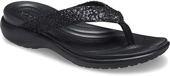 crocs Capri V Flip Flops | Sandals for Women, Black Glitter, Numeric_5