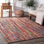 AMIABLE Handwoven Jute Natural Reversible Rugs Round Braided Floor Carpet Mat for Living Room, Bedroom, Dining, Office, Restaurant (3X5 FEET, JUTE04)