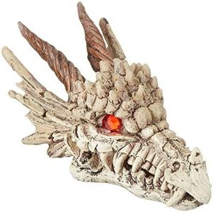 Penn-Plax Deco-Replicas Dragon Skull Gazer Aquarium Decoration – Safe for Freshwater and Saltwater Fish Tanks – Small