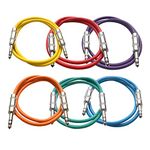 Seismic Audio Speakers Ã‚¼ââ‚¬Â to Ã‚¼ââ‚¬Â TRS Patch Cables, 2 Foot Patch Cables, Pack of 6, Multi Color