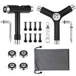 CiShow 15pcs Multifunctional Skateboard Tool All-In-One Portable Skateboard T-Tool Y-Tool with Allen Wrench Hex Key Skateboard Accessories, for Longboard Skate Scooter