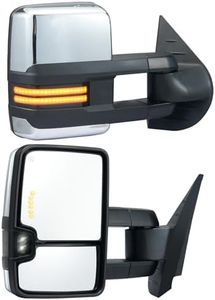 VEVOR Towing Mirrors, Left & Right Pair Set for Chevrolet Silverado (2007-2014)/GMC/Cadillac, Power Heated Tow Mirror with Signal Light, Manual Controlling Telescoping Folding, Heating Defrost, Silver
