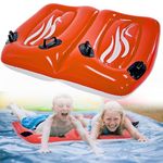 2 Person Inflatable Body Board with Handles for Water Slides for Kids & Adult, Double Blow Up Boogie Board for The Beach Surfboard Surf Wave Floating Pool Float for Swimming by by 4E's Novelty