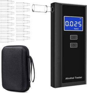 Kobuer Breathalyzer for Alcohol, Portable Alcohol Tester with Digital BAC Display, Personal-Use LCD Breath Checker High, Accuracy Sensor, 3-5s Fast Test, Personal Breathalyzer with 15 Mouthpieces for Home Party Use