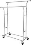 SONGMICS Heavy Duty Metal Coat Rack Stand 110kg Heavy Duty Clothes Rack on Wheels Length 129-169 cm Chrome HSR12S