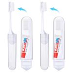 Travel Toothbrush Set of 2, Portable Toothbrush Travel Size with Mini Toothpaste, Camping Foldable Travel Toothbrush Travel Toothpaste Mini Toothbrush, Small Toothbrush Soft for Children Kid Adult