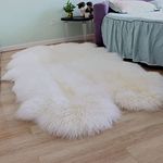 Woolous Genuine Sheepskin Rug 180x120 cm Large New Zealand Wool Area Rugs Extra Thick Soft Shaggy Carpet for Living Room, Bedroom, Chair, Bed (White)