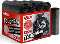 ToughBag 40-45 Gallon Trash Bags, 40 x 48" Black Garbage Bags (125 COUNT) – Outdoor Industrial Garbage Can Liner for Commercial, Janitorial, Lawn, Leaf, and Contractors - Made In USA