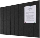 Large Cork Board Alternative-Felt Wall Tiles with Secure Removable Adhesive Tabs and Push Pins Bulletin Pin Boards Tiles for Home Office Classroom Wall Decoration (Black, 6 Pack)