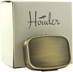 Classy Brass Pill Box by Houder - Decorative Pill Case with Gift Box - Carry Your Meds in Style (Rectangular)