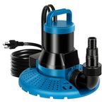 TONGCHANT 1/3 HP Swimming Pool Cover Pump Automatic On Off with 25FT Power Cord and 3/4" Hose Fitting, 2600GPH Sump Pump for Inground/Above Ground Pool Cover, Hot-Tub and Rooftop Drainage, UL Listed
