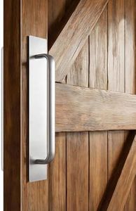 BaiNong 12" Heavy Duty Sliding Barn Door Handle and Pull,Double Sided Hardware Set, Black Gate Handles, Easy Install (1, Silver, 15.7 Inch)