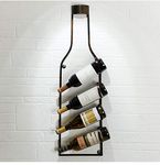 CRAFTIES ART Wall Mount 4 Bottles Metallic Wine Rack | Wine Bottle Holder/Organizer/Display Shelf/Storage Rack (Black)