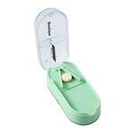 EasyULT Pill Cutter, Portable Tablet Cutter with Blade and Storage Compartment, Cutting & Storage in One Pill Splitter for Travel, for Small Pills Large Pills Cut in Half Quarter-Green