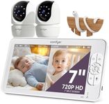 Comfyer 7" HD Split-Screen Baby Monitor with 2 Cameras, Video Baby Monitor with Camera and Audio, Flexible Bracket, Non-WiFi, VOX Mode, 2 Way Audio, Remote PTZ, Auto Night Vision