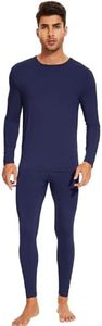 WiWi Thermal Underwear for Men Bamboo Viscose Long Johns Set Soft Warm Base Layer Lightweight Top and Bottom Sets S-XXL, Navy, Medium