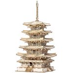 Rolife 3D DIY Wooden Puzzle Five-storied Pagoda for Adults Teens Model Kits for Adults to Build, 275 Pieces