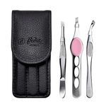 Beauté Secrets Professional 3-Piece Tweezer Set with Travel Case | Wide Slant, Precision Point & Slant Tip Tweezers | Stainless Steel Eyebrow & Facial Hair Removal Kit