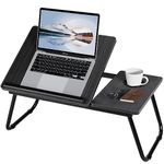 Warmiehomy Laptop Desk, Laptop Bed Table with Foldable Legs & Cup Slot,Reading Holder Notebook Stand with Adjustable Height Angle,Laptop Bed Tray for Bed Sofa Breakfast Work Study Reading (Black)