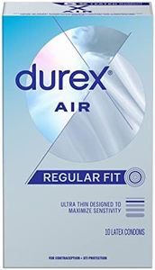 Durex Air Condoms, Extra Thin, Transparent Natural Rubber Latex Condoms for Men, Regular Fit, FSA & HSA Eligible, 10 Count