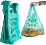 Stock Your Home Eco Grocery Bags (500 Count) Grocery Bags - Reusable Supermarket Thank You Shopping Bags, Recyclable T Shirt Bags, Small Trash Can Bags