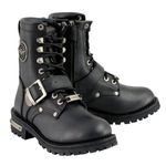 Milwaukee Leather MBL201 Women's Black Leather Lace-Up Motorcycle Rider Boots w/Buckles - 7