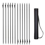 12 Pcs 31Inch Hunting Arrow Archery Carbon Arrows Broadhead on/off screw tip Hunter Nocks Fletched Arrows Target Practice Arrow with Telescopic Arrow Quiver Holder Case Backpack Archery Tube (Black)