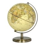 Exerz 14m Globe Terrestre Carte en Français - Map in French - 14cm Antique Globe, Mini World Globe - Modern Map in Vintage Color, Metal Arc and Base Bronzed