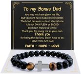 Men Boys Bracelet Gifts, Tiger Eye Stone And Cross, Gifts for Son Grandson Brother Nephew Dad Uncle Grandpa Inspirational, Birthday Christmas Thanksgiving Father's Day Retirement Graduation Gifts, 7.5 inch length suitable gifts for bonus dad, Agate stone gifts for bonus dad, agate stone