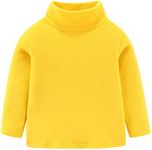 Mud Kingdom Toddler Boys and Girls Fleece Pullover Sweatshirt Mock Neck Plain Yellow Tops Soft 2T