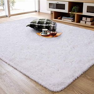 Soft Fluffy Area Rug for Living Room Bedroom, 5x8 White Plush Shag Rugs with Non-Slip Backing, Fuzzy Shaggy Accent Carpets for Kids Girls Rooms, Modern Apartment Nursery Dorm Indoor Furry Decor