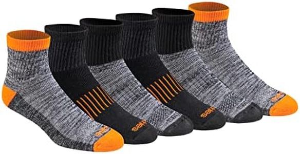 Dickies Men's Dri-tech Moisture Control Quarter Socks (6, 12, 18 Pairs), Hi-vis Orange Black (6 Pairs), 12-15