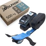 valonic DOLPHIN - tie down straps - 2 pack, 3.5m, 500Kg, protection pad, cam buckle - for roof rack, surfboard, kayak and paddle board, black